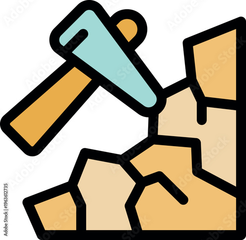 Geological hammer breaking rocks, conducting geological survey, exploring earth sciences and geological research