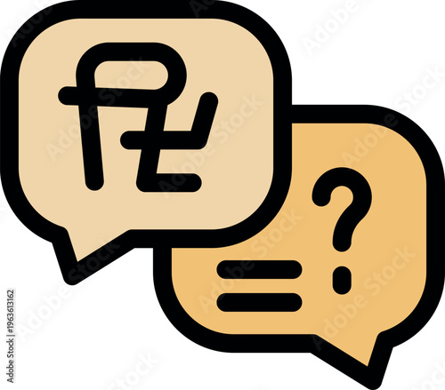 Online translator is translating foreign language and there is question mark in speech bubble