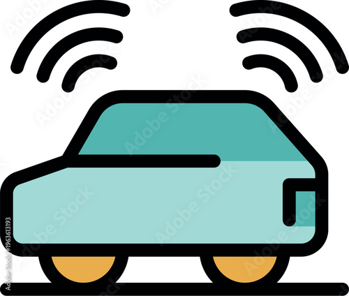 Modern electric car sharing its location through wireless signals, promoting innovative transportation solutions