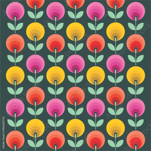 Seamless Retro Floral Pattern Background