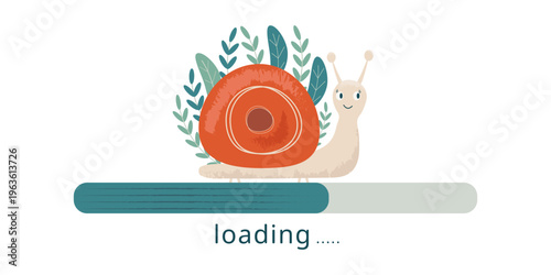 Slow internet speed concept, Snail, vector illustration