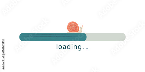 Slow internet speed concept, Snail, vector illustration