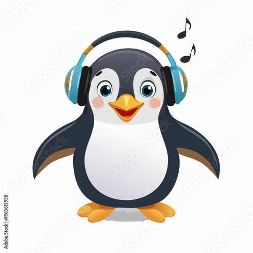 Pinguin mit Kopfhörern
