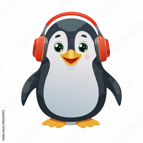 Pinguin mit Kopfhörern