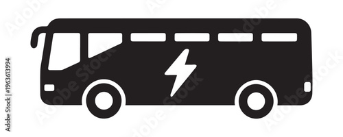 Electric bus silhouette illustration