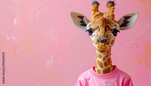 Giraffe card with pink t-shirt