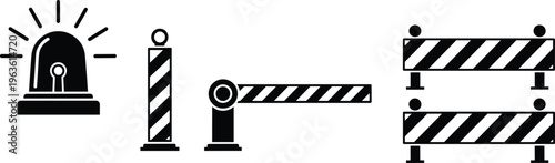 Collection of industrial safety and security equipment icons.