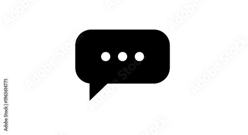 A 3d vector illustration of a blank black and white speech bubble icon design used as a chat message button or communication dialog box symbol for web internet sign and talking text conversation