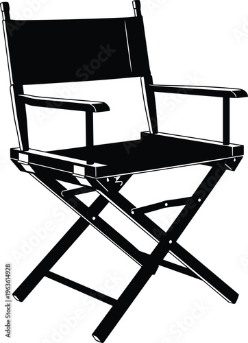 Directors chair silhouette isolated on transparent background.