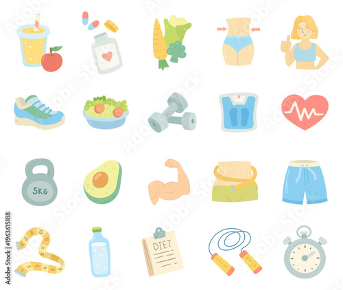 Weight loss set in scandinavian style featuring healthy lifestyle fitness journey with nutrition workout progress tracking strength balance discipline and wellbeing