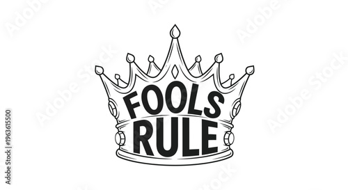 Black crown icon with Fools Rule text in bold font