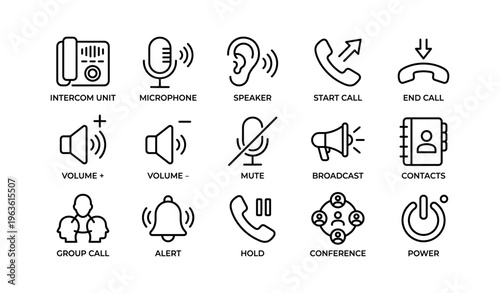 Icons representing communication features and functions
