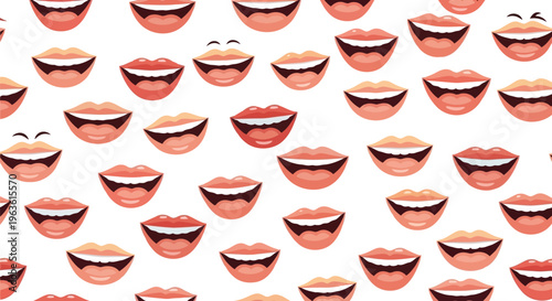 Smiling mouths and lips pattern illustration