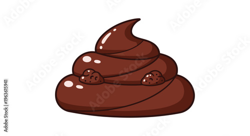 Cartoon chocolate brown pile poop with swirls and cookie crumbs on top illustration