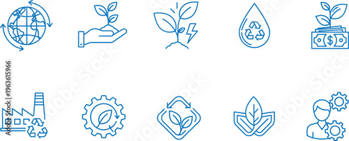 Eco friendly icons collection sustainable symbols for conservation and green initiatives