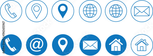 Collection of various icons for communication and navigation