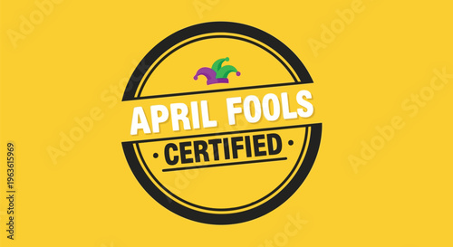 April Fools Certified logo icon symbol vector branding identity minimalist