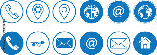 Collection of various icons for communication and navigation