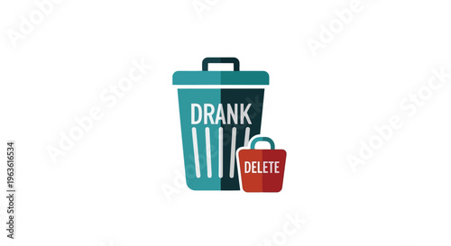 Minimalist trash can icon with delete bucket symbol vector graphic