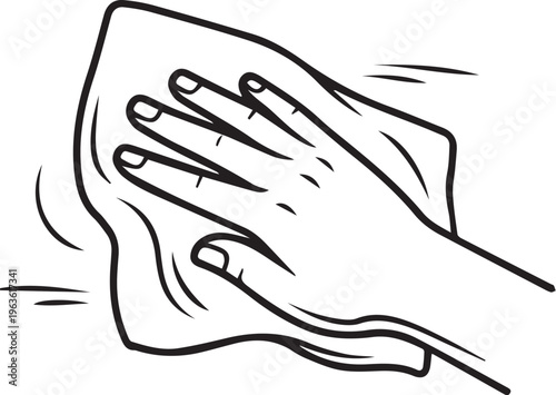 Hand with Napkin Wiping Surface Icon, Housekeeping and Cleaning Service Symbol, Minimalist Black Silhouette Vector Illustration for Easy to Clean Surface Maintenance