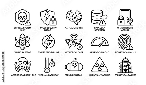 Tech system failures: icons of breaches, errors, and faults in digital security