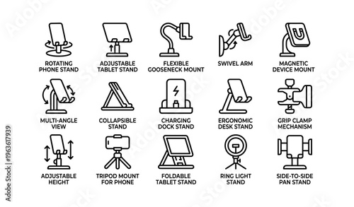 Versatile device mounts collection: phone and tablet holders with adjustable features