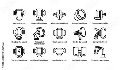 Various types of car phone mounts for dashboard and vent