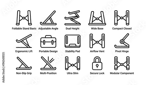 Portable laptop stand features: adjustable, foldable, ergonomic design with secure lock