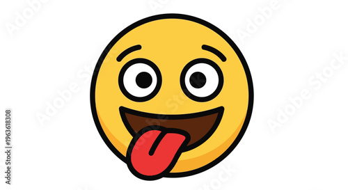 Cartoon face with tongue out smiling emoticon vector graphic symbol