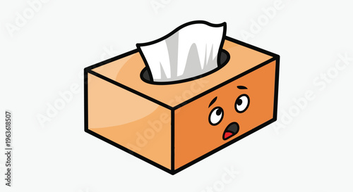 Cartoon tissue box with surprised face expression