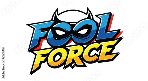 Fool Force colorful comic book style logo with devil horns and mask