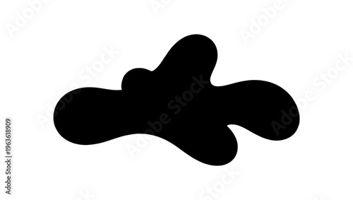 Abstract black ink splash vector, organic liquid blob silhouette, minimalist fluid paint splatter shape isolated on white background