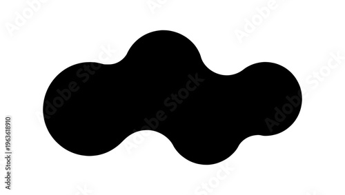 Minimalist black organic blob vector, abstract fluid shape with rounded curves, modern liquid silhouette element for logo design and branding