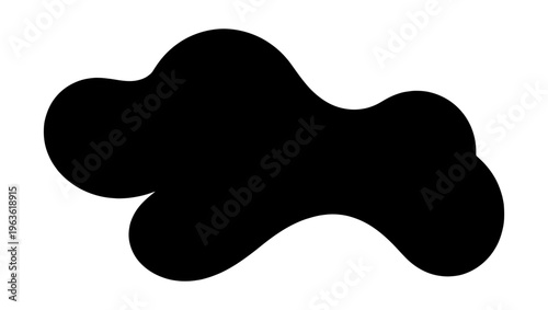 Minimalist black blob vector illustration, organic fluid shape silhouette, abstract liquid splash element for graphic design and branding