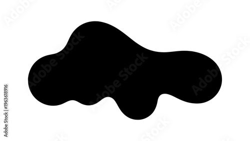 Abstract black liquid blob vector, organic fluid splash silhouette, minimalist amoeba shape for modern graphic design and branding