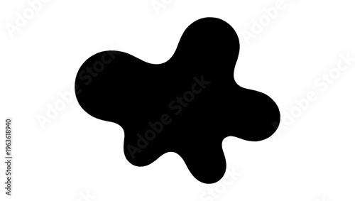 Abstract black liquid splash vector, organic blob shape with smooth curves, minimalist ink splatter silhouette for graphic design and branding