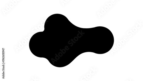 Minimalist black organic blob vector, abstract fluid shape element, modern liquid silhouette isolated on white background