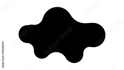 Organic liquid blob silhouette, black abstract fluid shape vector, minimalist amoeba splash element for modern graphic design and branding