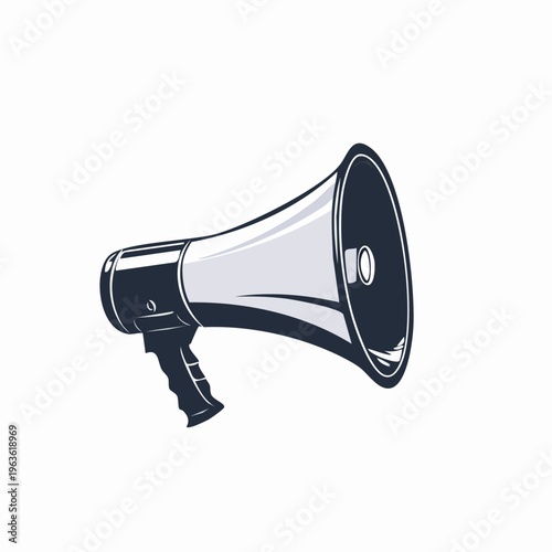 Megaphone Illustration with Handle and Mouthpiece.