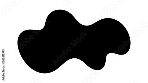 Organic liquid blob vector, black abstract fluid shape, minimalist curvy amoeba silhouette, modern asymmetrical ink blot for graphic design