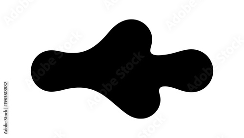 Minimalist black organic blob vector, abstract fluid liquid shape, modern amoeba silhouette for graphic design, isolated smooth curved element
