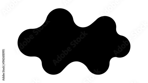 Minimalist black blob vector shape, organic liquid splash silhouette, abstract fluid amoeba element for modern graphic design