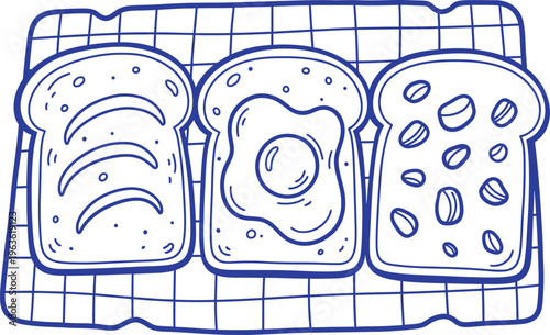 Three slices of bread on a wire rack