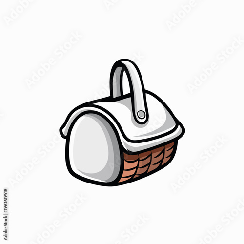 Cartoon Handbag with Handle and Clasp.