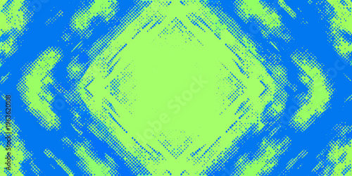 Abstract geometric pattern with vibrant blue and lime green hues