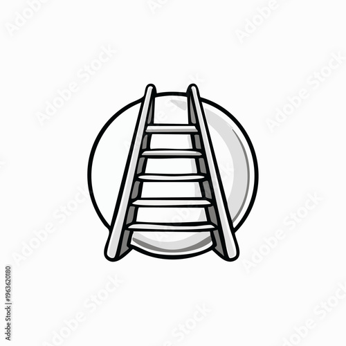 Simple Black and White Ladder Illustration.
