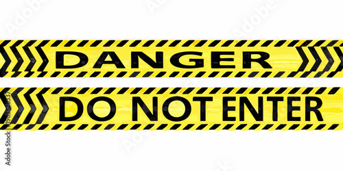 Two warning tapes display danger and restricted access messages