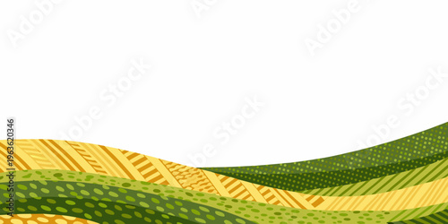 Abstract rolling hills background with varying shades of green and yellow