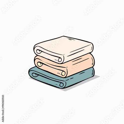 Stack of Folded Towels in Different Colors.