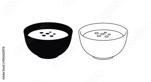 Two bowls one dark and one light presented as a silhouette
